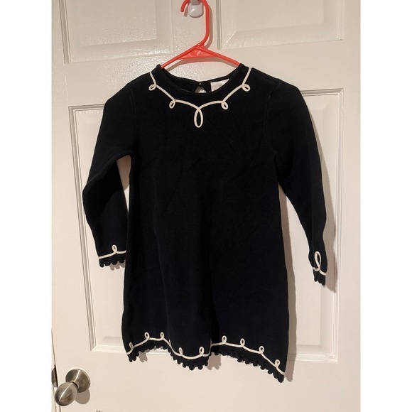 Hanna Andersson black knit dress with white line detail size 120 US 6/7 - Picture 1 of 3